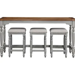 Dining Sets-Kirkland's Home Two Tone Wood 4-Pc. Counter Table & Stool Set Gray/Brown