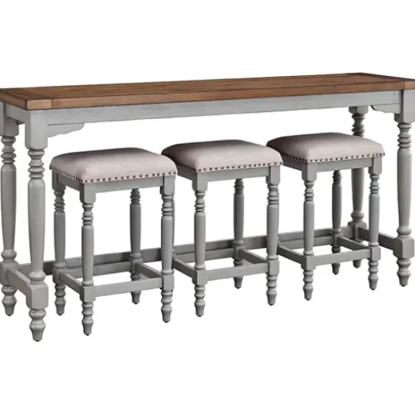 Dining Sets-Kirkland's Home Two Tone Wood 4-Pc. Counter Table & Stool Set Gray/Brown