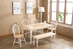 Dining Tables-Kirkland's Home Two Toned Wood Farmhouse Dining Table Tan/White