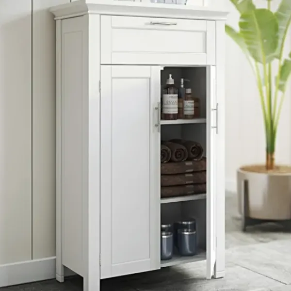 Cabinets & Sideboards-Kirkland's Home Two-Door Top Shelf Cabinet White