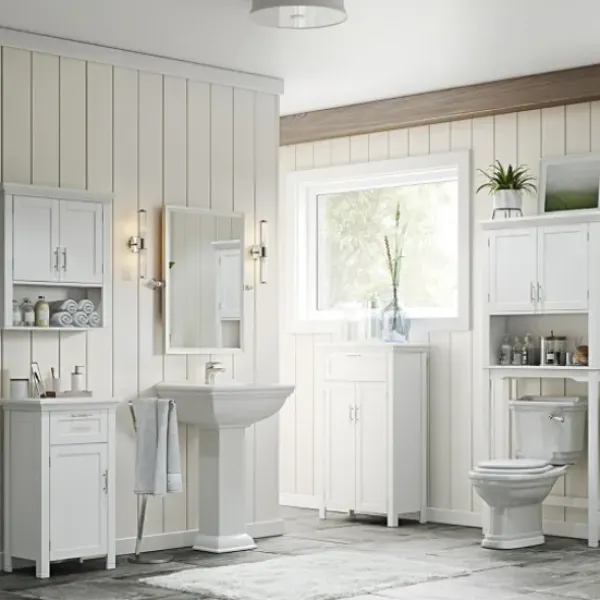 Cabinets & Sideboards-Kirkland's Home Two-Door Top Shelf Cabinet White
