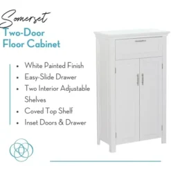 Cabinets & Sideboards-Kirkland's Home Two-Door Top Shelf Cabinet White