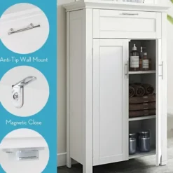 Cabinets & Sideboards-Kirkland's Home Two-Door Top Shelf Cabinet White