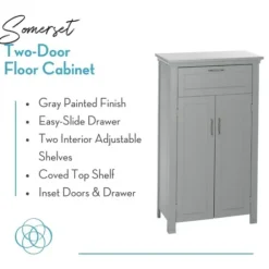 Cabinets & Sideboards-Kirkland's Home Two-Door Top Shelf Cabinet Gray