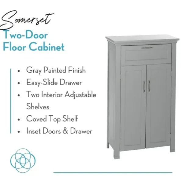 Cabinets & Sideboards-Kirkland's Home Two-Door Top Shelf Cabinet Gray