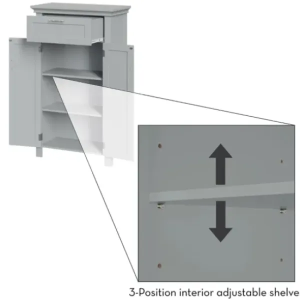 Cabinets & Sideboards-Kirkland's Home Two-Door Top Shelf Cabinet Gray