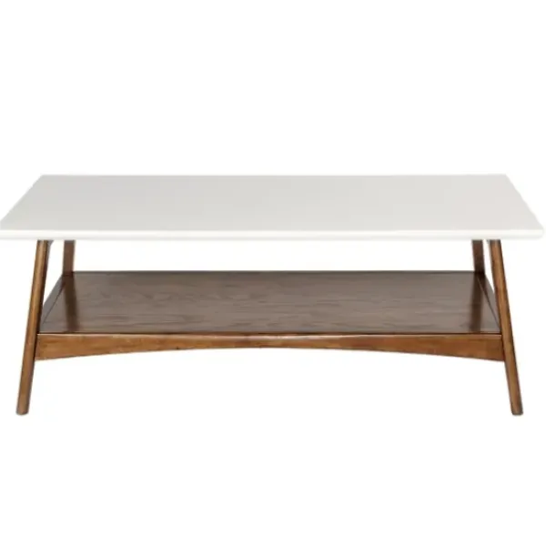 Coffee Tables-Kirkland's Home Two-Tone Ava Mid-Century Modern Coffee Table White