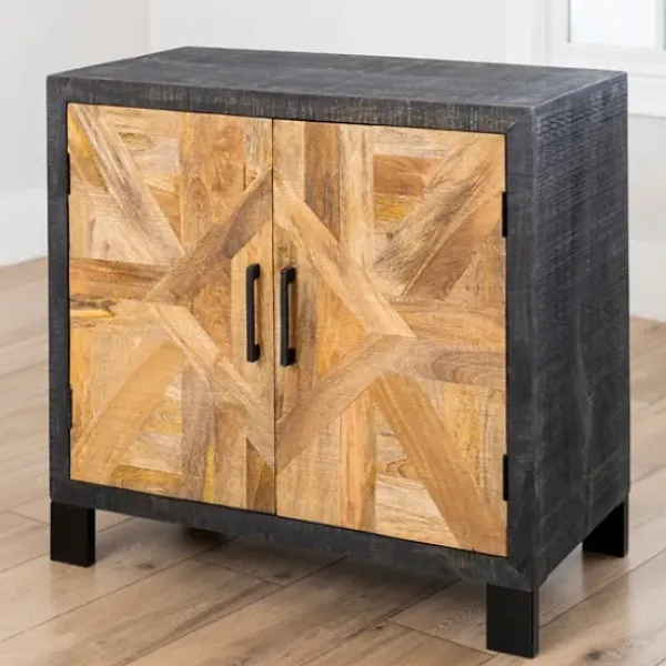 Cabinets & Sideboards-Kirkland's Home Two-Tone Diamond Parquet Cabinet