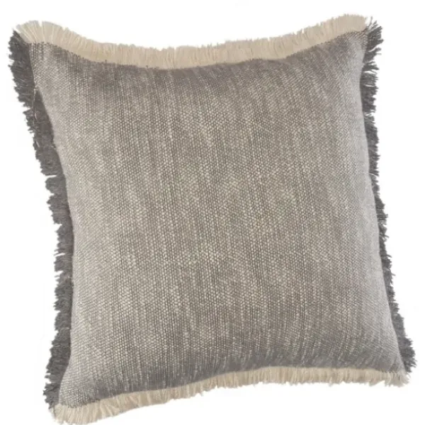 Pillows-Kirkland's Home Two-Tone Gray Woven Accent Pillow Gray/White