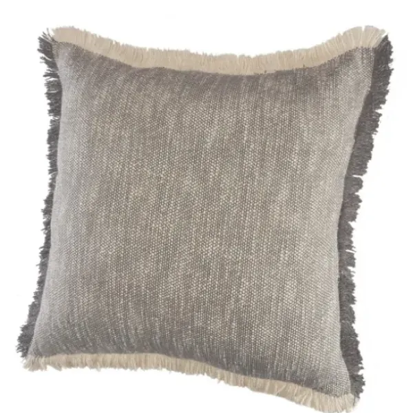 Pillows-Kirkland's Home Two-Tone Gray Woven Accent Pillow Gray/White
