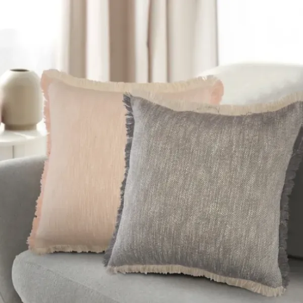 Pillows-Kirkland's Home Two-Tone Gray Woven Accent Pillow Gray/White