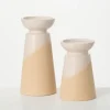 Candle Holders-Kirkland's Home Two-Toned Cream Pillar Candle Holders, Set Of 2 Ivory/Tan