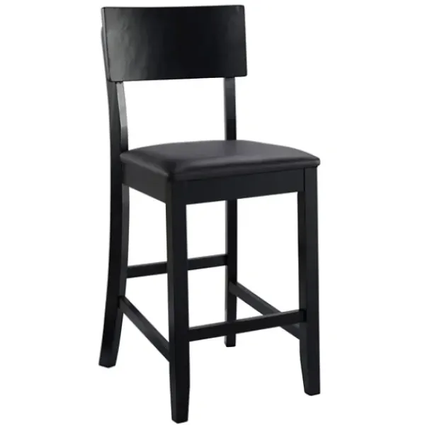 Bar Stools & Counter Height Stools-Kirkland's Home Tyler Vinyl Seat Counter Stool Black