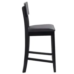 Bar Stools & Counter Height Stools-Kirkland's Home Tyler Vinyl Seat Counter Stool Black