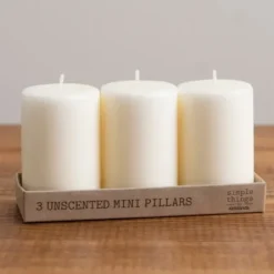 Candles-Kirkland's Home Unscented Mini Pillar Candles, Set Of 3 Ivory