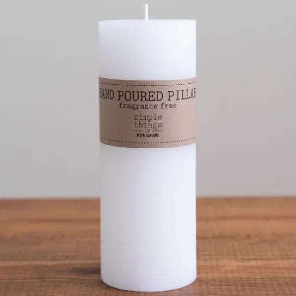 Candles-Kirkland's Home Unscented Pillar Candle, 8 In. White
