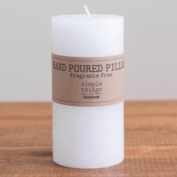 Candles-Kirkland's Home Unscented Pillar Candle, 6 In. White