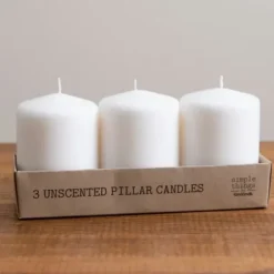 Candles-Kirkland's Home Unscented Pillar Candles, Set Of 3 White