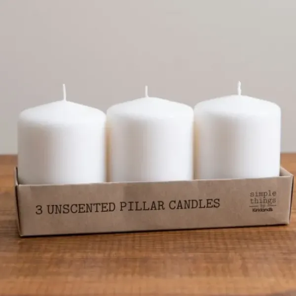 Candles-Kirkland's Home Unscented Pillar Candles, Set Of 3 White