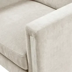 Accent Chairs-Kirkland's Home Upholstered And Chrome Accent Chair Ivory