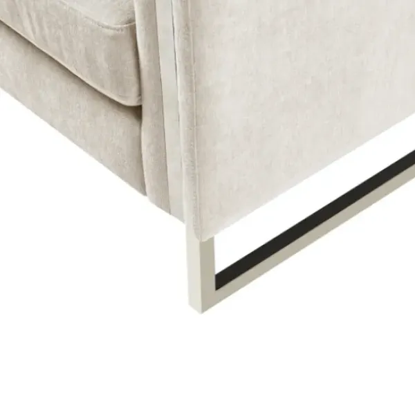 Accent Chairs-Kirkland's Home Upholstered And Chrome Accent Chair Ivory