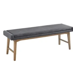 Benches & Ottomans-Kirkland's Home Upholstered And Wood Legs Bench Gray