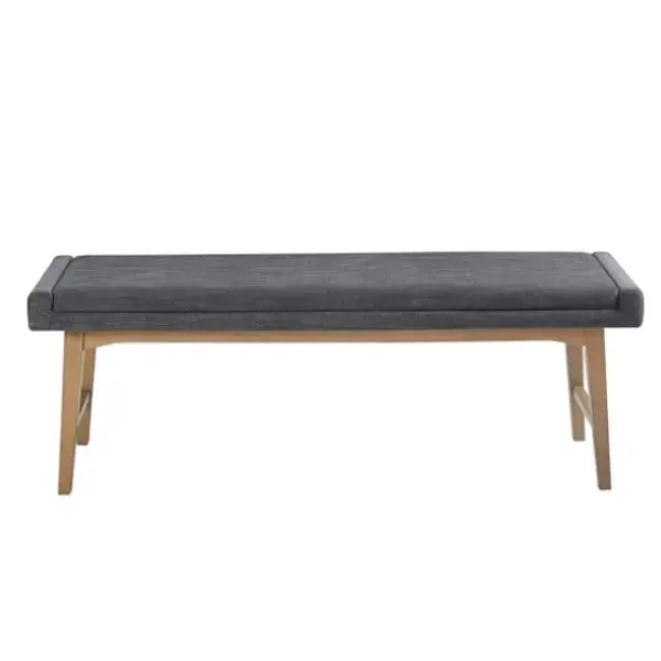 Benches & Ottomans-Kirkland's Home Upholstered And Wood Legs Bench Gray