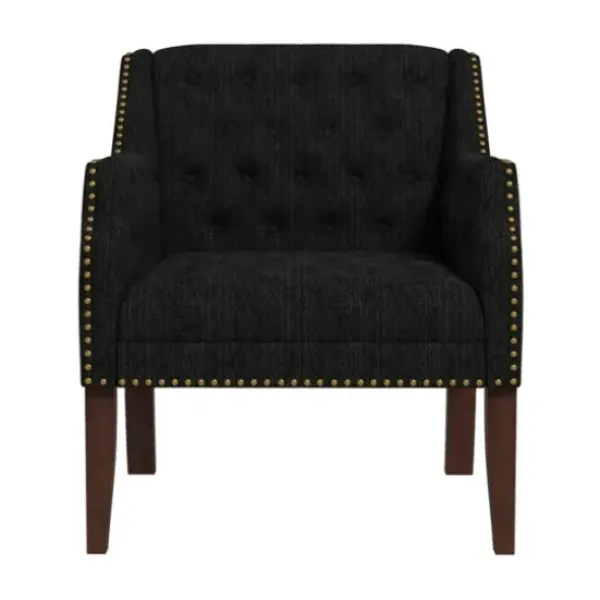 Accent Chairs-Kirkland's Home Upholstered Button Tufted Accent Chair Black