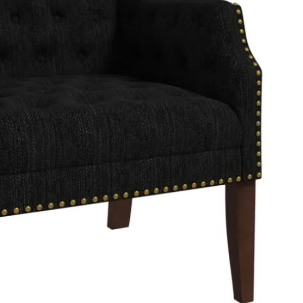 Accent Chairs-Kirkland's Home Upholstered Button Tufted Accent Chair Black
