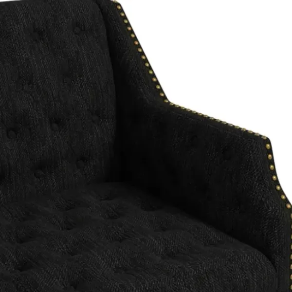 Accent Chairs-Kirkland's Home Upholstered Button Tufted Accent Chair Black