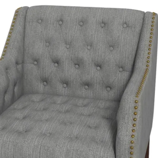 Accent Chairs-Kirkland's Home Upholstered Button Tufted Accent Chair Gray