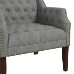 Accent Chairs-Kirkland's Home Upholstered Button Tufted Accent Chair Gray