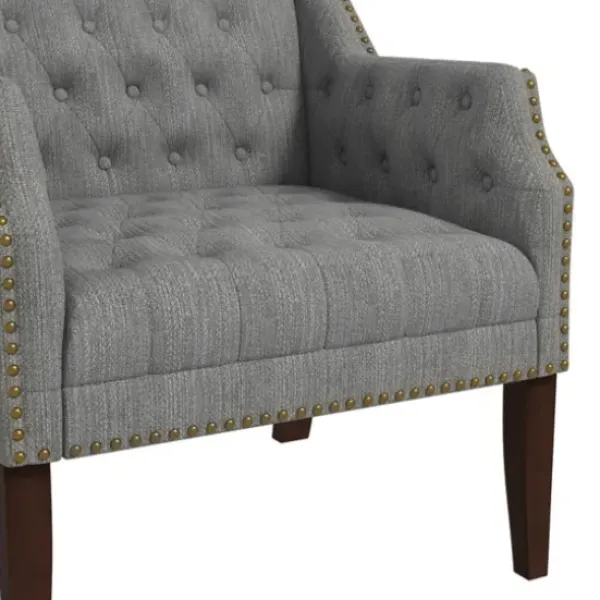 Accent Chairs-Kirkland's Home Upholstered Button Tufted Accent Chair Gray