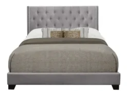 Beds & Headboards-Kirkland's Home Upholstered Button Tufted Wing King Bed Gray