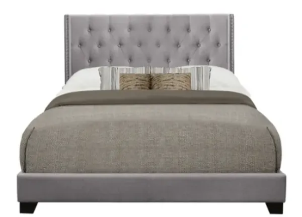 Beds & Headboards-Kirkland's Home Upholstered Button Tufted Wing King Bed Gray