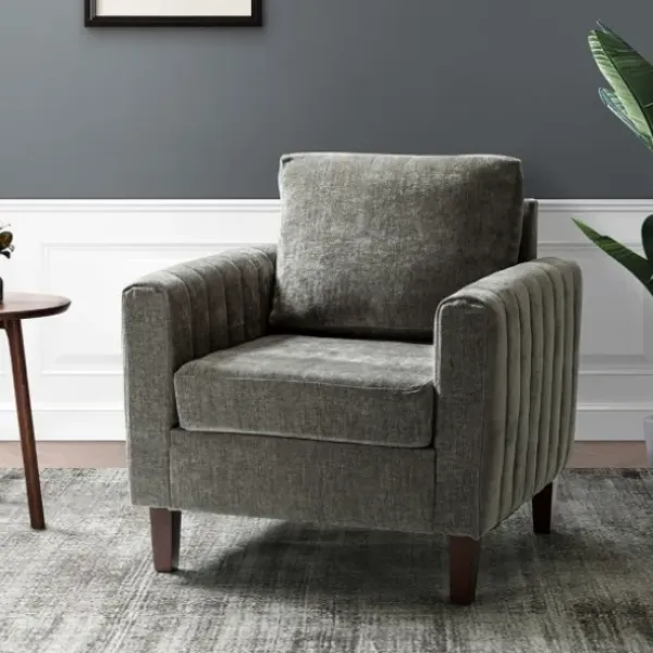 Accent Chairs-Kirkland's Home Upholstered Club Accent Chair Gray
