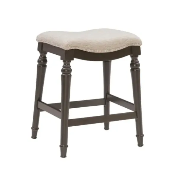 Bar Stools & Counter Height Stools-Kirkland's Home Upholstered Curved Seat Counter Stool Gray