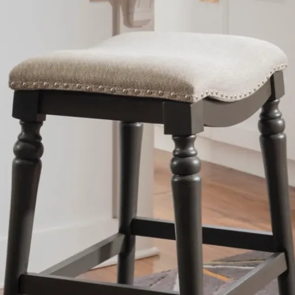 Bar Stools & Counter Height Stools-Kirkland's Home Upholstered Curved Seat Counter Stool Gray
