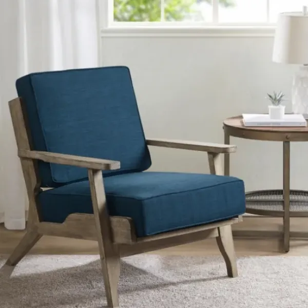 Accent Chairs-Kirkland's Home Upholstered Driftwood Accent Chair Blue
