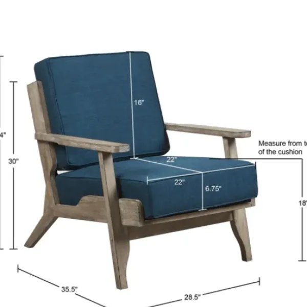 Accent Chairs-Kirkland's Home Upholstered Driftwood Accent Chair Blue