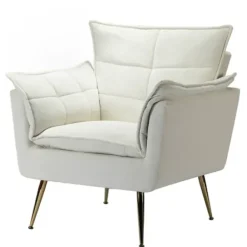 Accent Chairs-Kirkland's Home Upholstered Flange Accent Chair Ivory