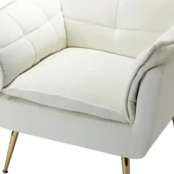 Accent Chairs-Kirkland's Home Upholstered Flange Accent Chair Ivory