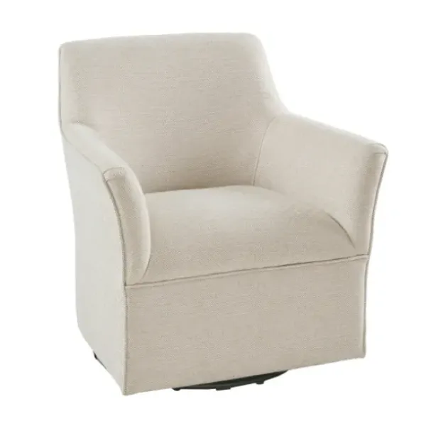 Accent Chairs-Kirkland's Home Upholstered Flared Arm Swivel Accent Chair Ivory