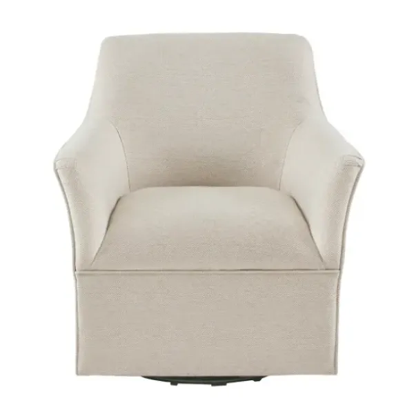 Accent Chairs-Kirkland's Home Upholstered Flared Arm Swivel Accent Chair Ivory