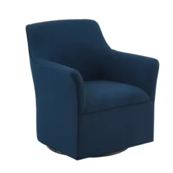 Accent Chairs-Kirkland's Home Upholstered Flared Arm Swivel Accent Chair Blue