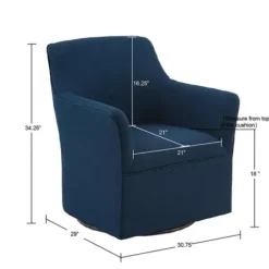 Accent Chairs-Kirkland's Home Upholstered Flared Arm Swivel Accent Chair Blue