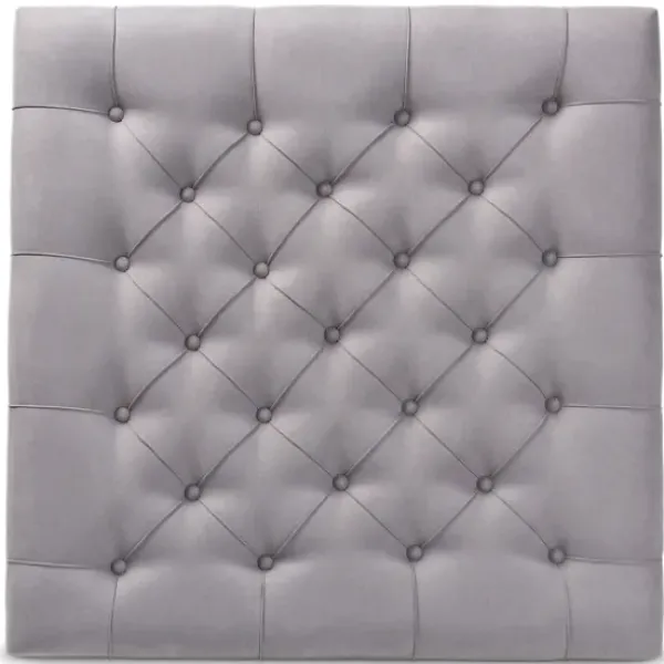 Benches & Ottomans-Kirkland's Home Upholstered Linen Tufted Ottoman With Shelf Gray