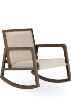 Accent Chairs-Kirkland's Home Upholstered Linen Wood Rocker Accent Chair Ivory