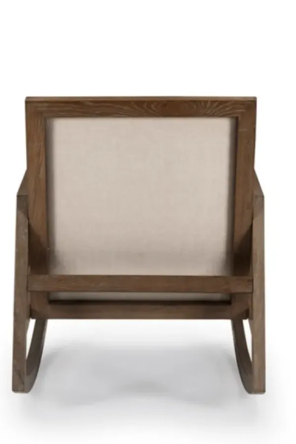 Accent Chairs-Kirkland's Home Upholstered Linen Wood Rocker Accent Chair Ivory
