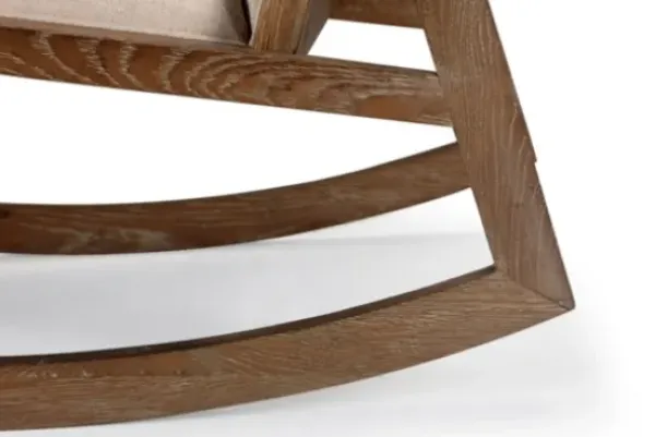 Accent Chairs-Kirkland's Home Upholstered Linen Wood Rocker Accent Chair Ivory